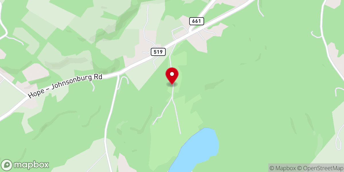 Map showing location of Johnsonburg Camp & Retreat Center