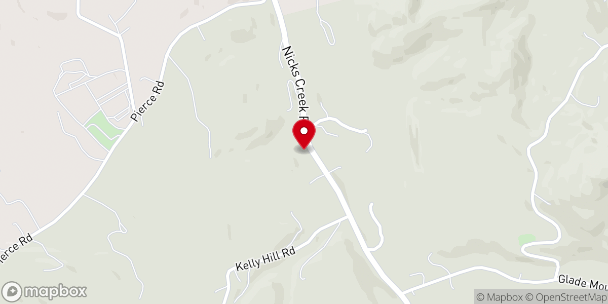 Map showing location of Nicks Creek Church