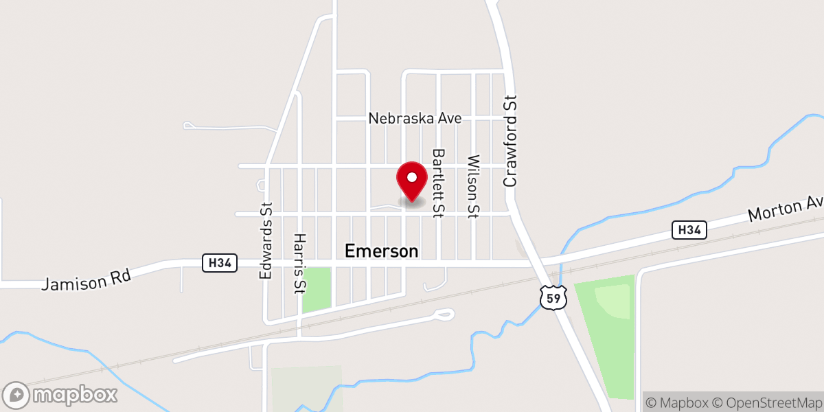 Map showing location of Emerson United Methodist Church