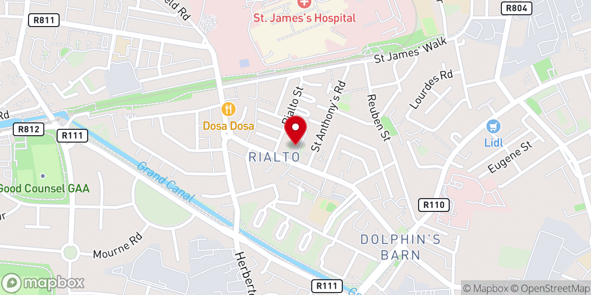 Map showing location of Church of Our Lady of the Holy Rosary of Fatima, Rialto