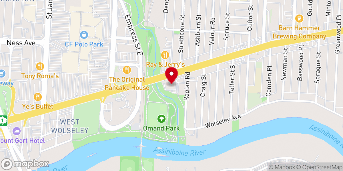 Map showing location of Portage Avenue Church
