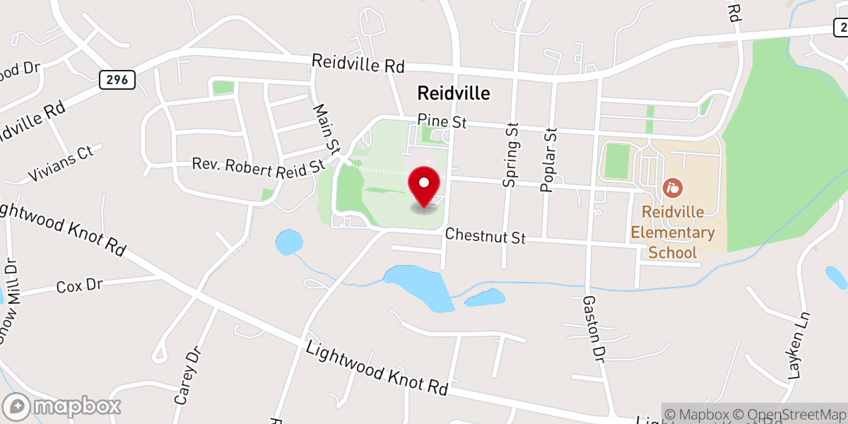 Map showing location of Reidville Presbyterian Church