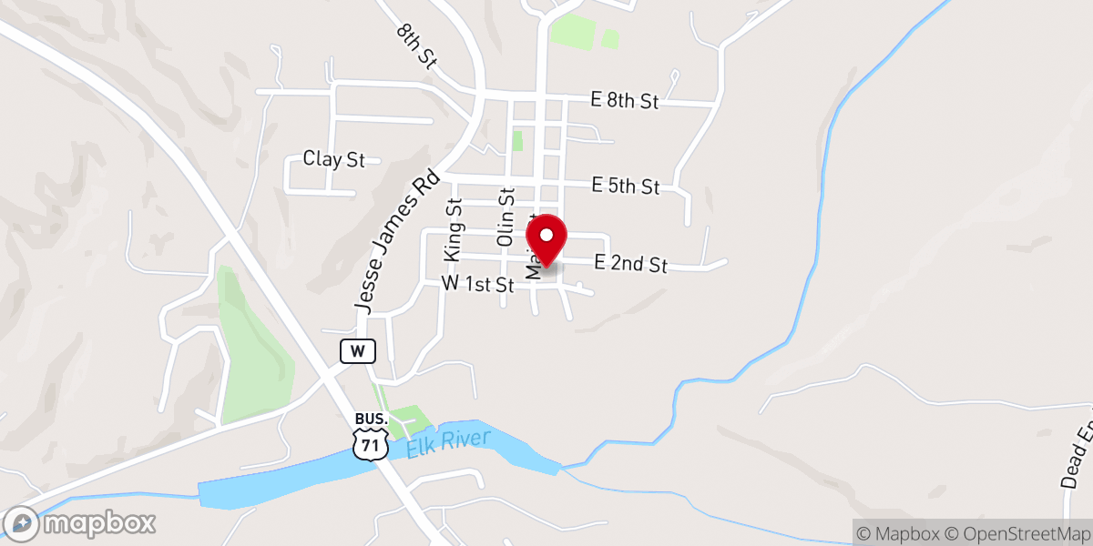 Map showing location of United Methodist Church
