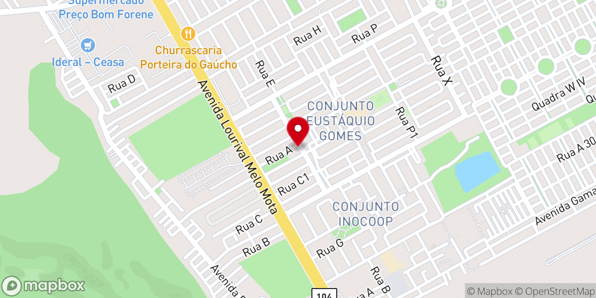 Map showing location of Igreja Batista Memorial Calvário