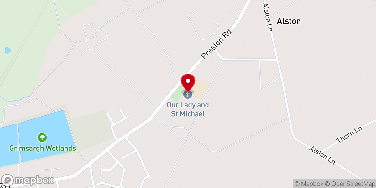 Map showing location of Our Lady & St Michael's Church