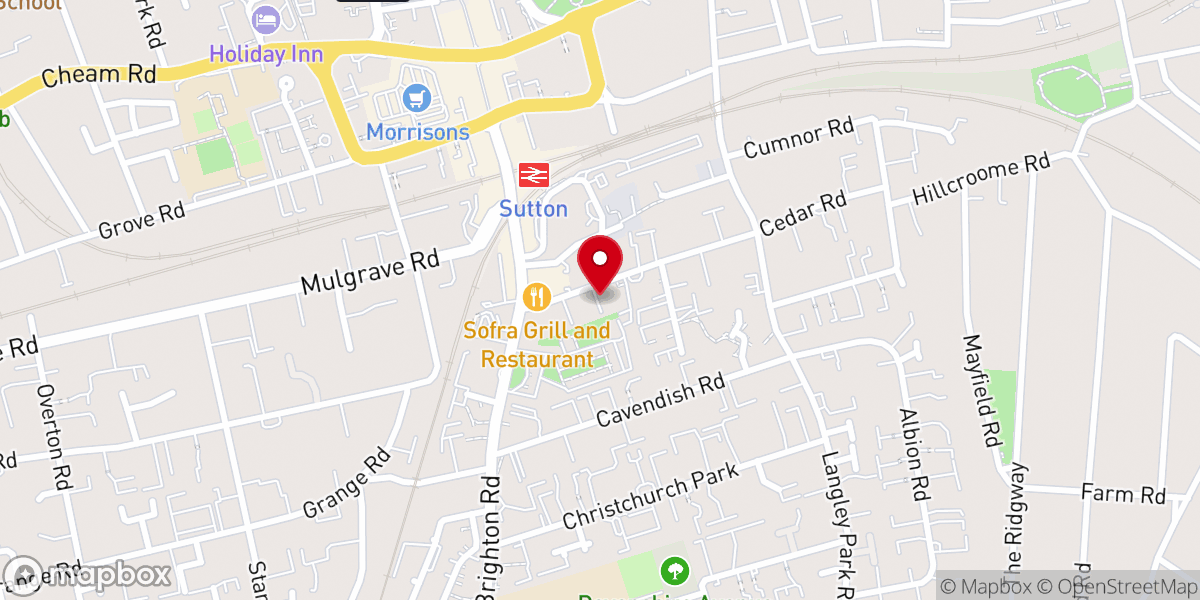 Map showing location of Sutton Quaker Meeting House