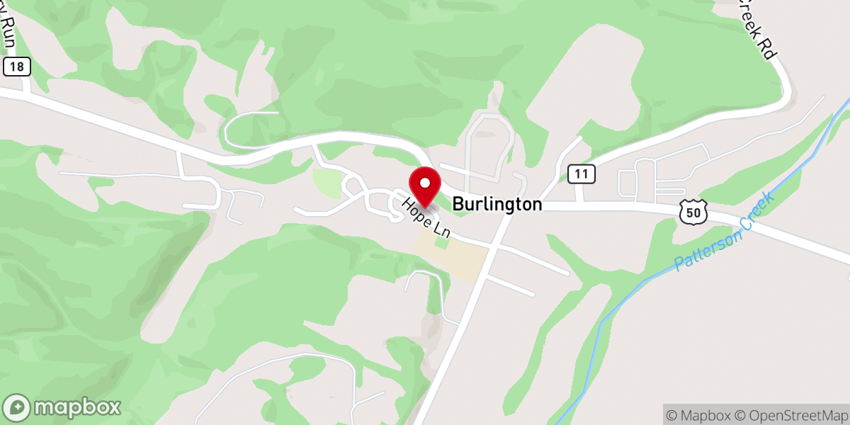 Map showing location of Burlington United Methodist Family Services
