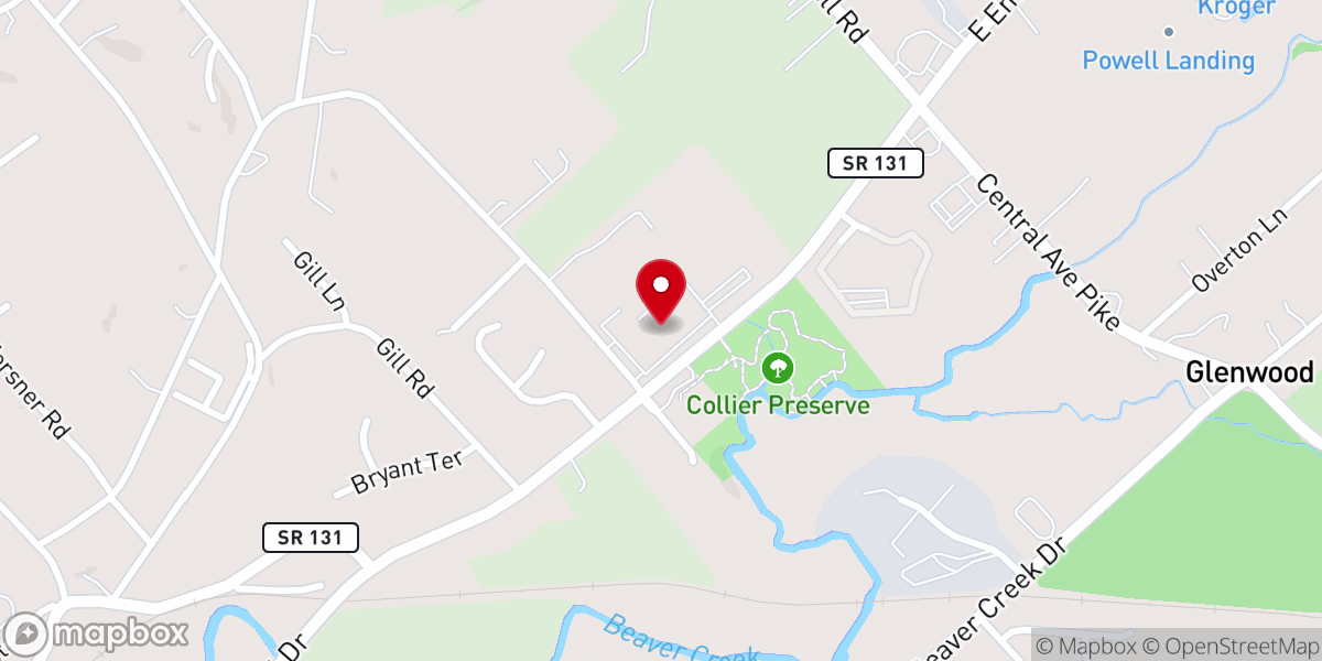 Map showing location of Powell United Methodist Church