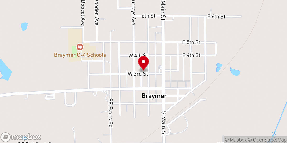 Map showing location of Braymer United Methodist Church