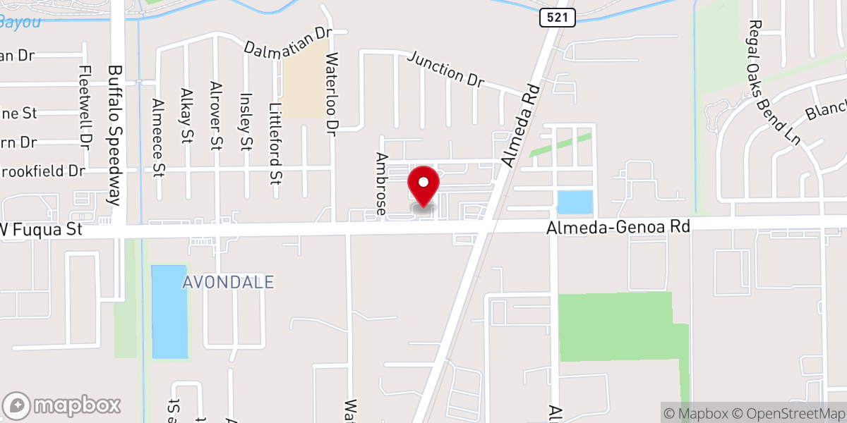 Map showing location of Hiram Clarke Missionary Baptist Church