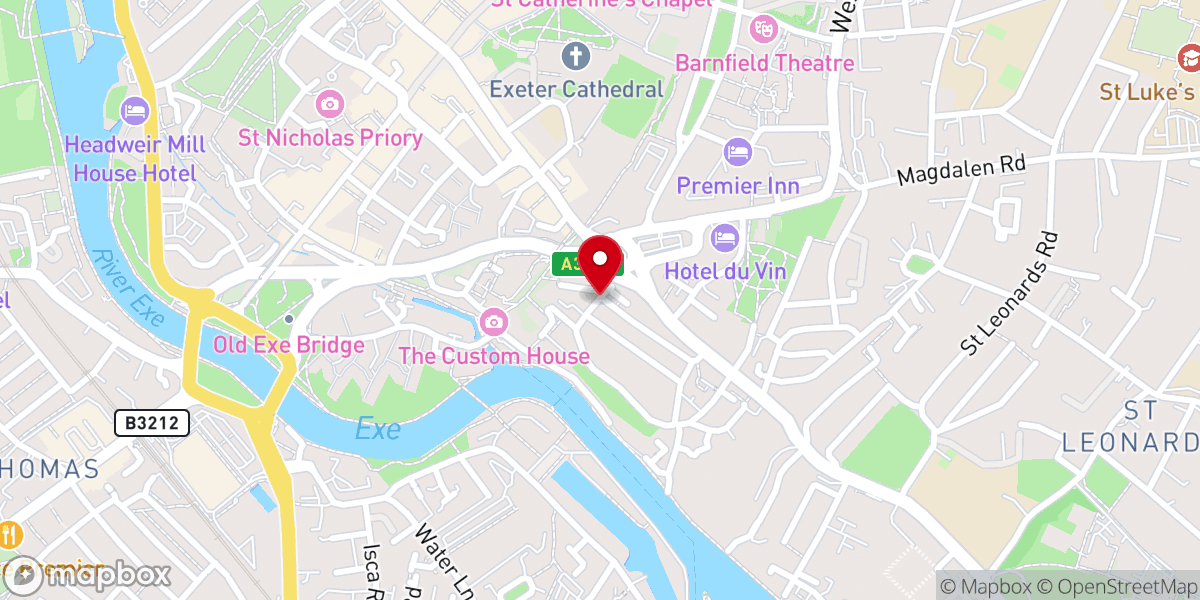 Map showing location of The Salvation Army - Exeter Temple