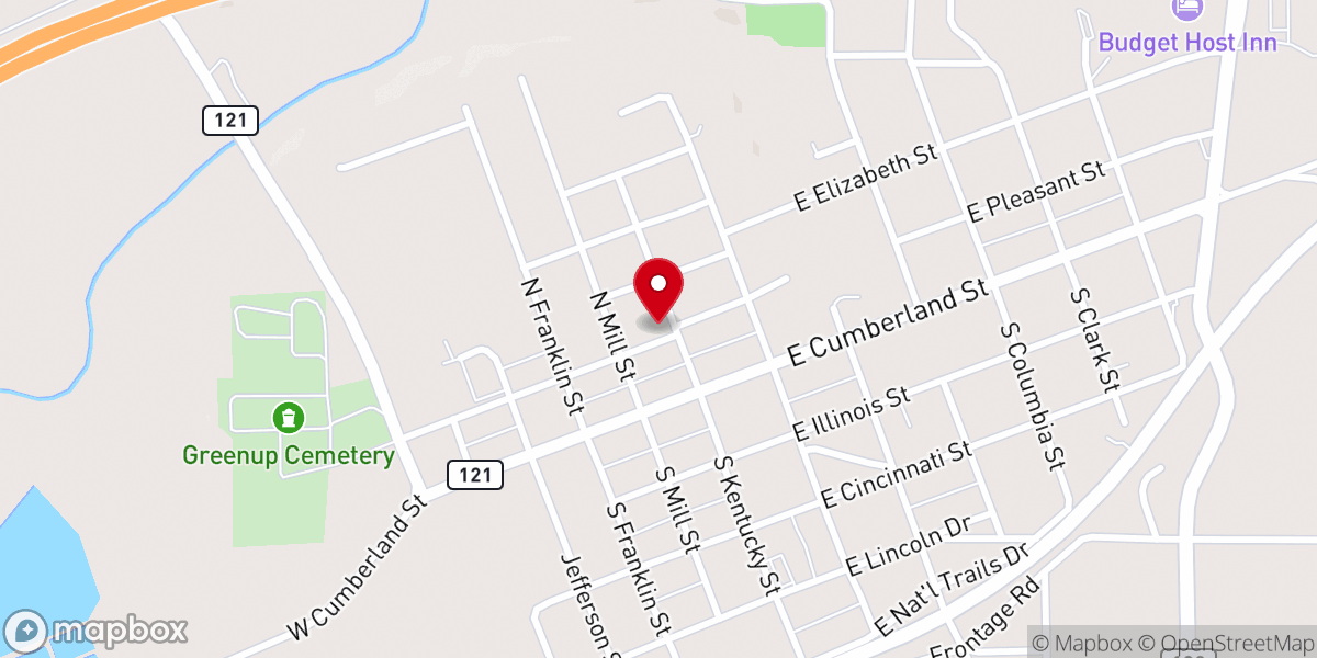 Map showing location of Greenup United Methodist Church