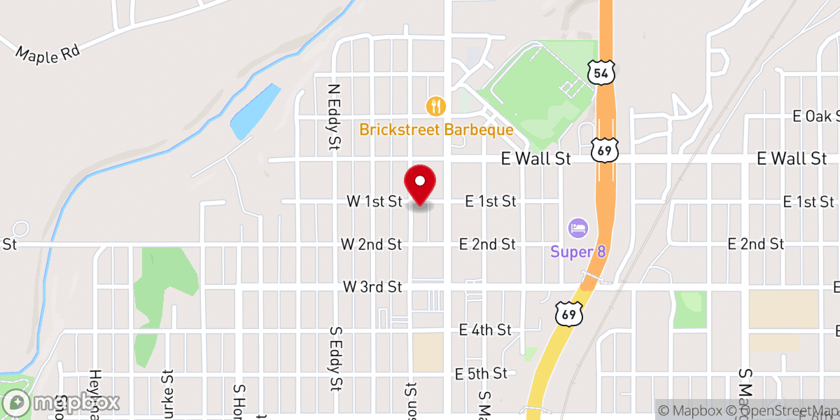 Map showing location of First Christian Church