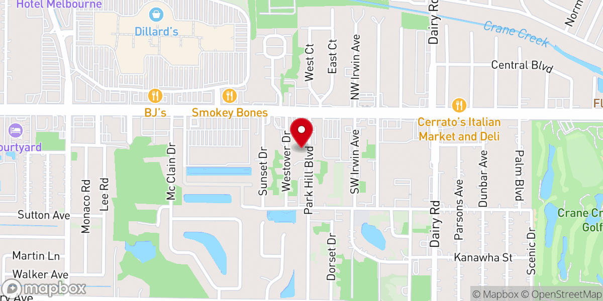 Map showing location of Iglesia Bautista Calvario - Melbourne, FL