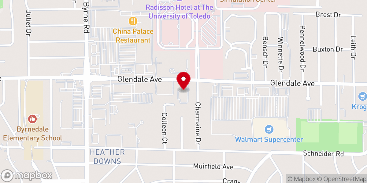 Map showing location of South Toledo Baptist Church