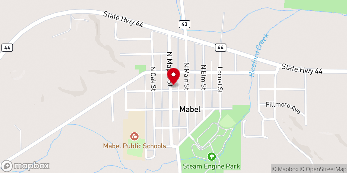 Map showing location of Mabel United Methodist Church