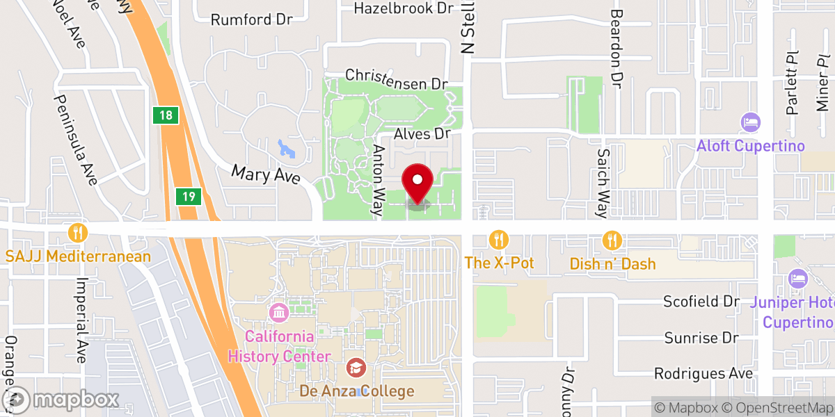 Map showing location of Cupertino Sports Center