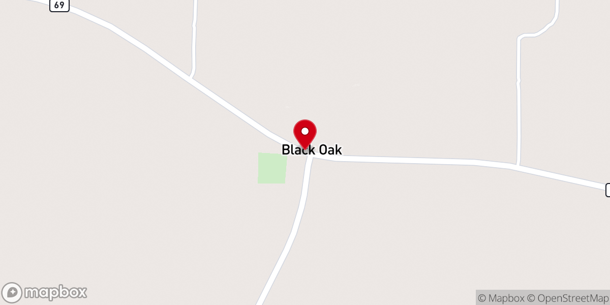 Map showing location of Black Oak Baptist Church