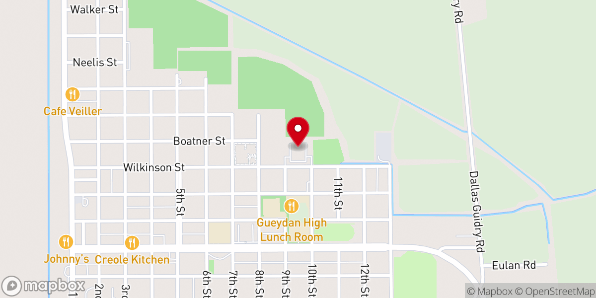 Map showing location of Gueydan Civic Center