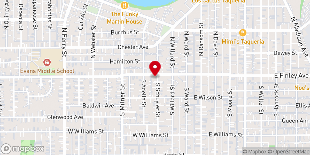 Map showing location of Finley Avenue Church of Christ