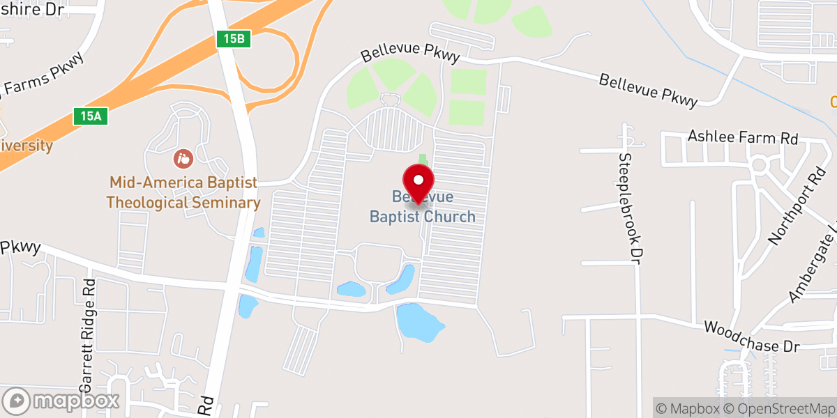 Map showing location of Creation Station at Bellevue Baptist Church