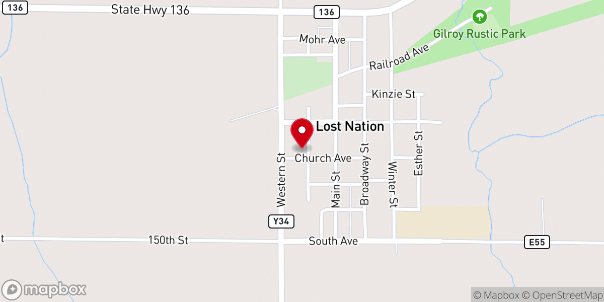 Map showing location of Bethlehem Lutheran Church