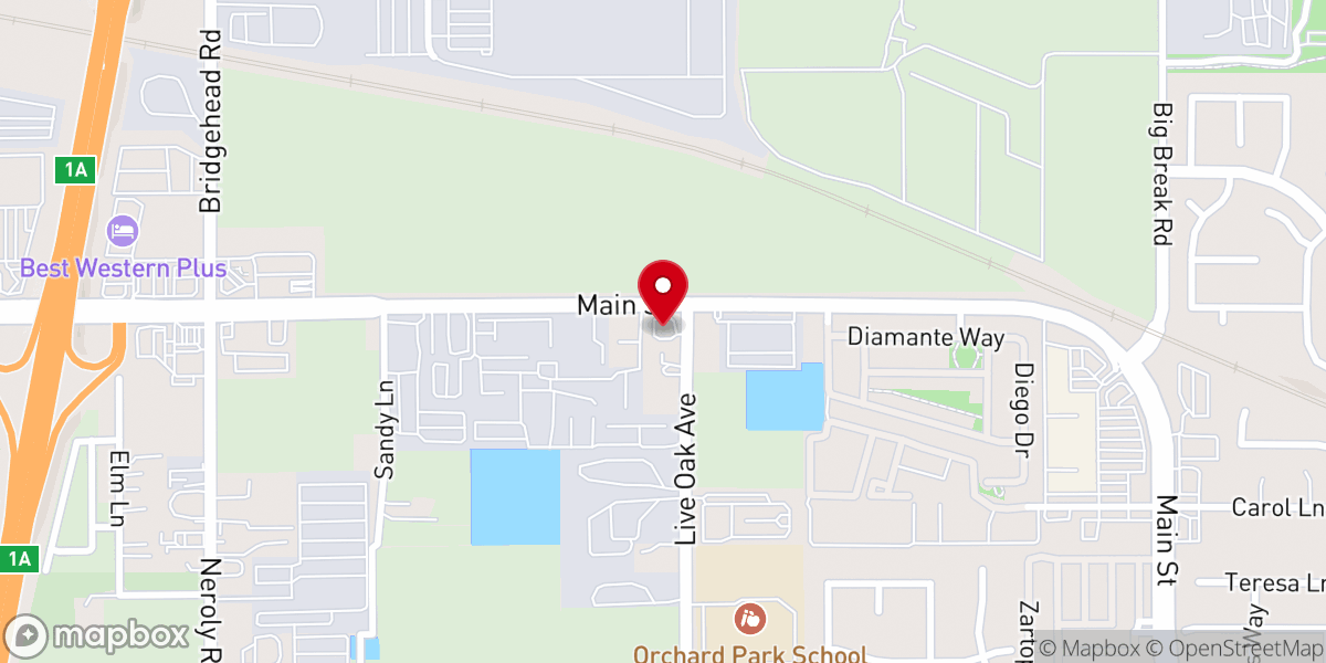 Map showing location of Live Oaks Community Christian
