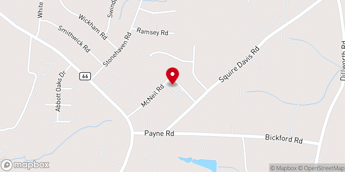Map showing location of Hillcrest Baptist Church
