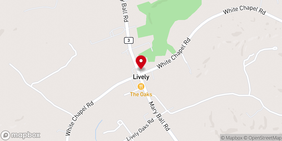 Map showing location of Chesapeake Bank - Lively