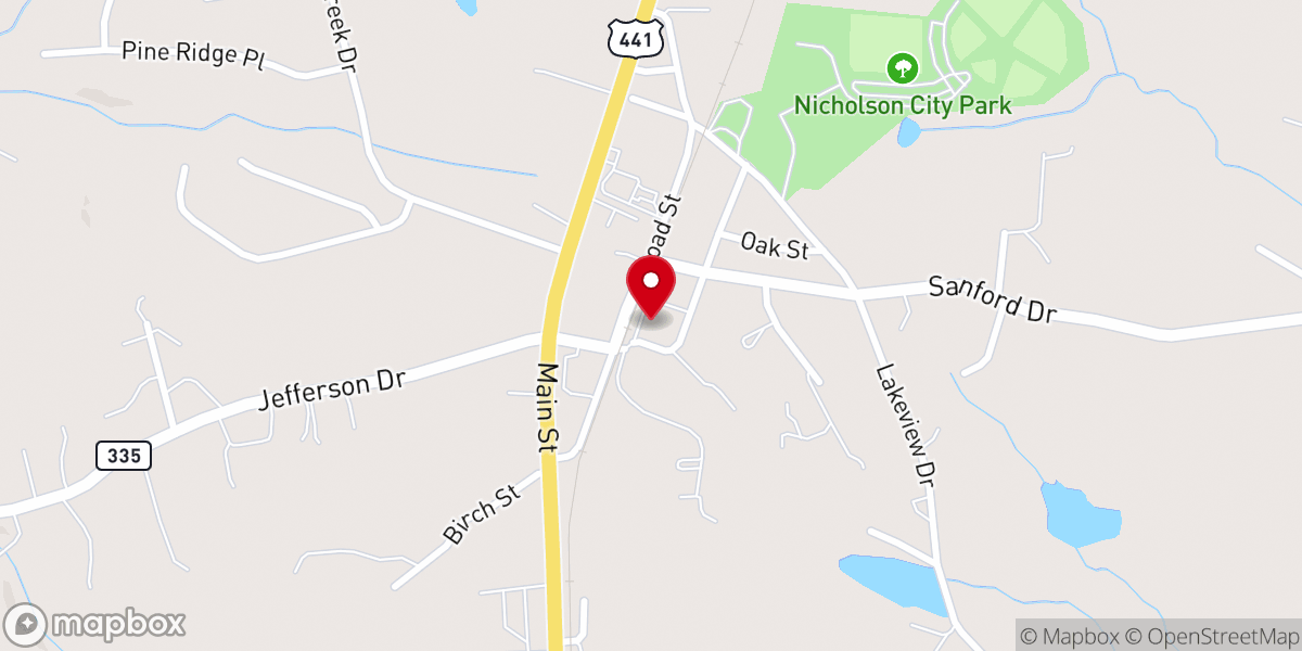 Map showing location of Nicholson Baptist Church 71 Church st