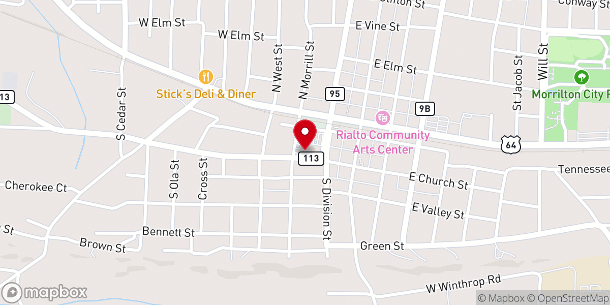 Map showing location of Downtown Church of Christ
