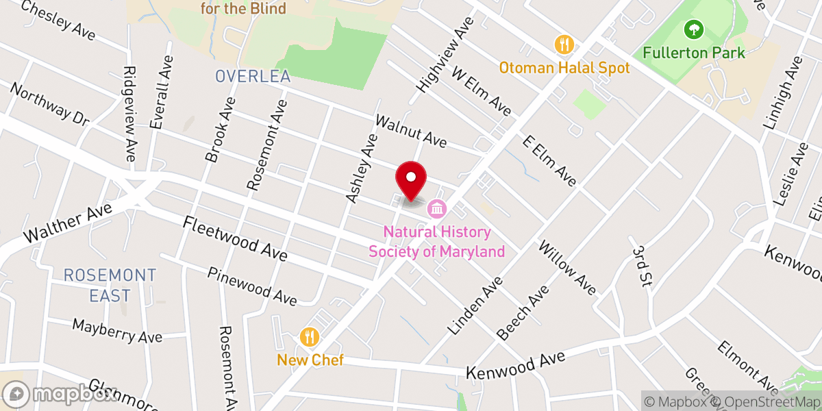 Map showing location of Saint James Evangelical Lutheran Church Baltimore