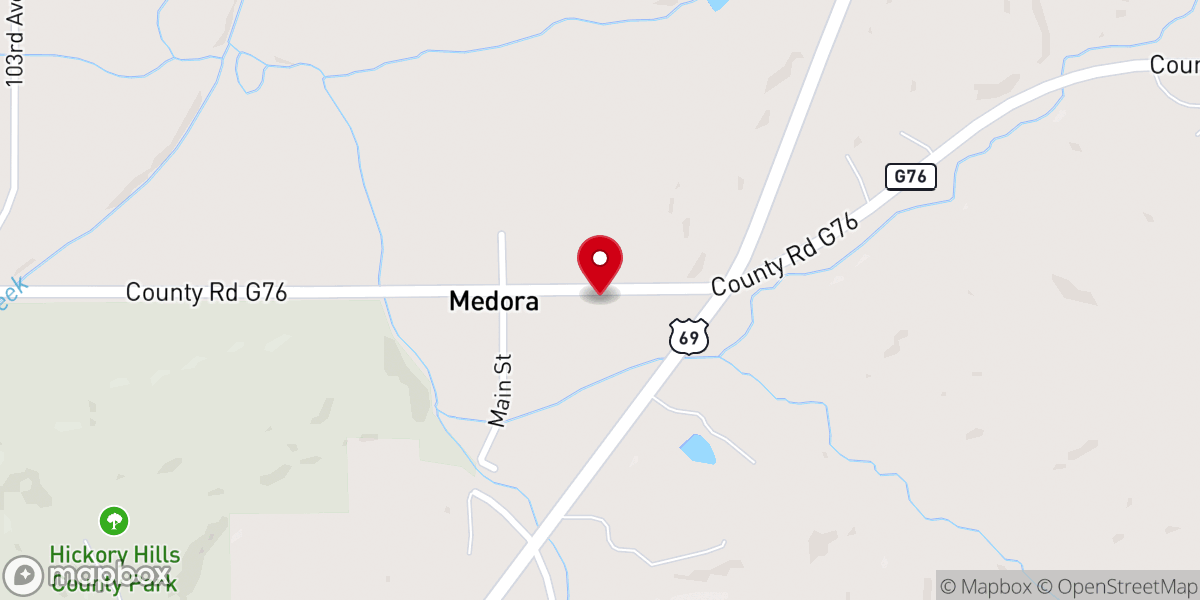 Map showing location of Medora United Methodist Church