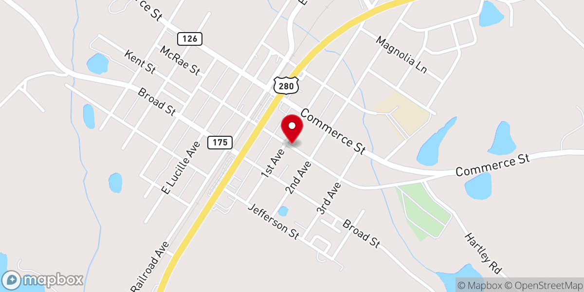 Map showing location of Alamo Methodist Church