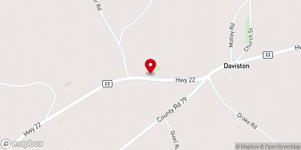 Map showing location of Daviston Methodist Church