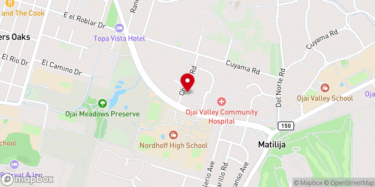 Map showing location of Ojai United Methodist Church