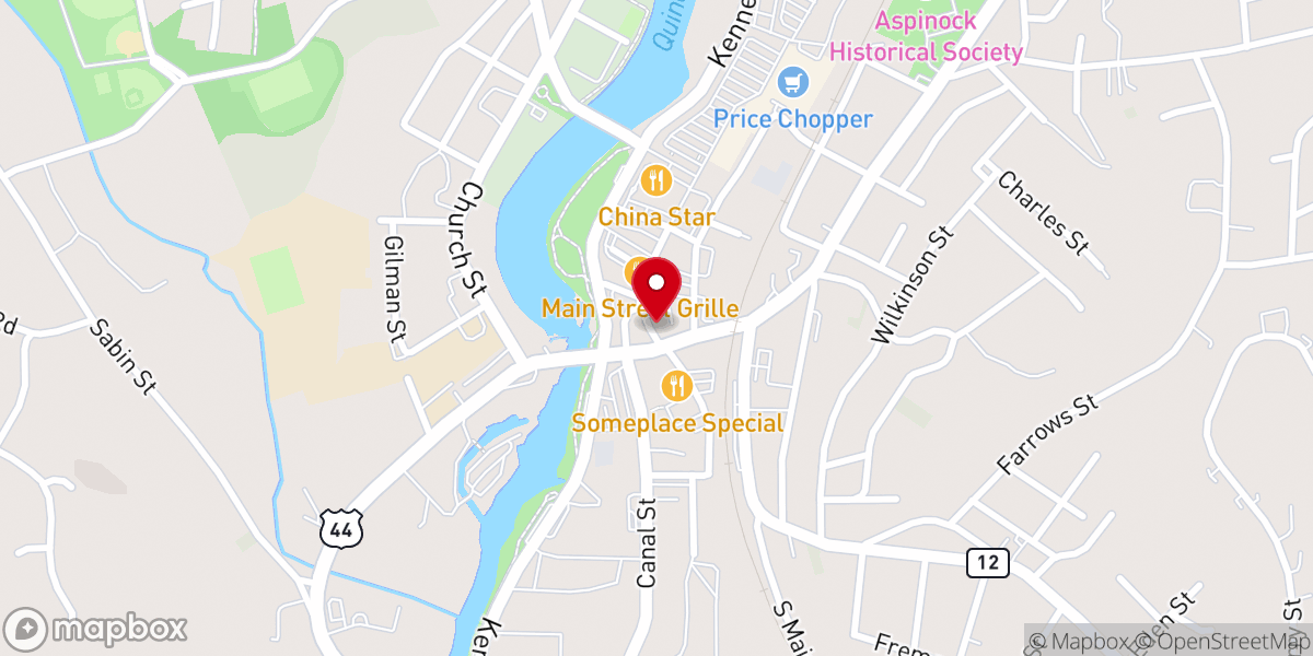 Map showing location of Antiques Marketplace at Bugbee's on Main