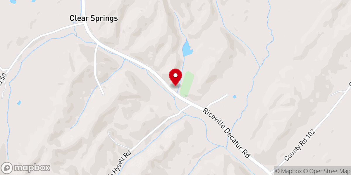 Map showing location of Clear Springs Baptist Church