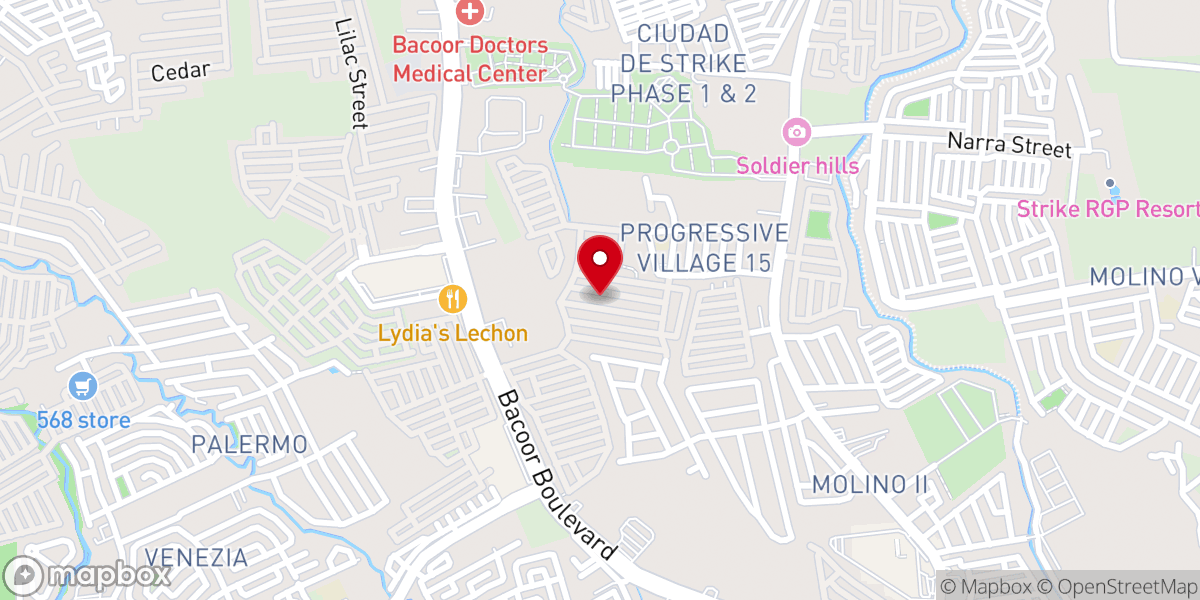 Map showing location of Nuestra Señora dela Paz y Buen Viaje Parish - Addas 2, Molino II, City of Bacoor (Diocese of Imus)