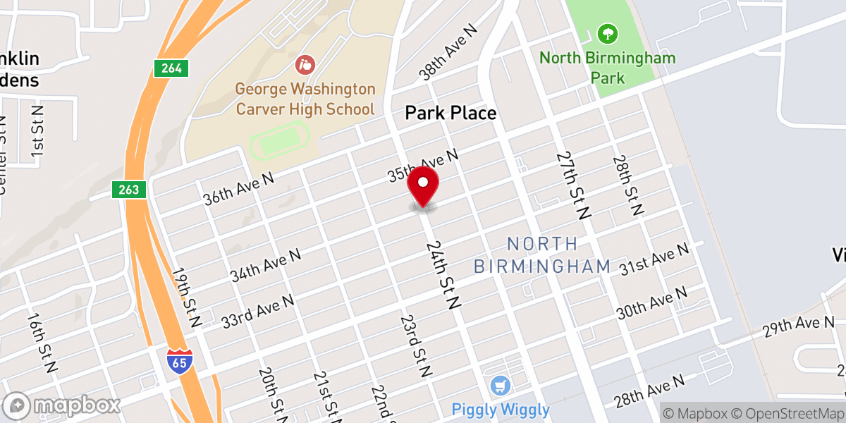 Map showing location of Mount Vernon Methodist Church
