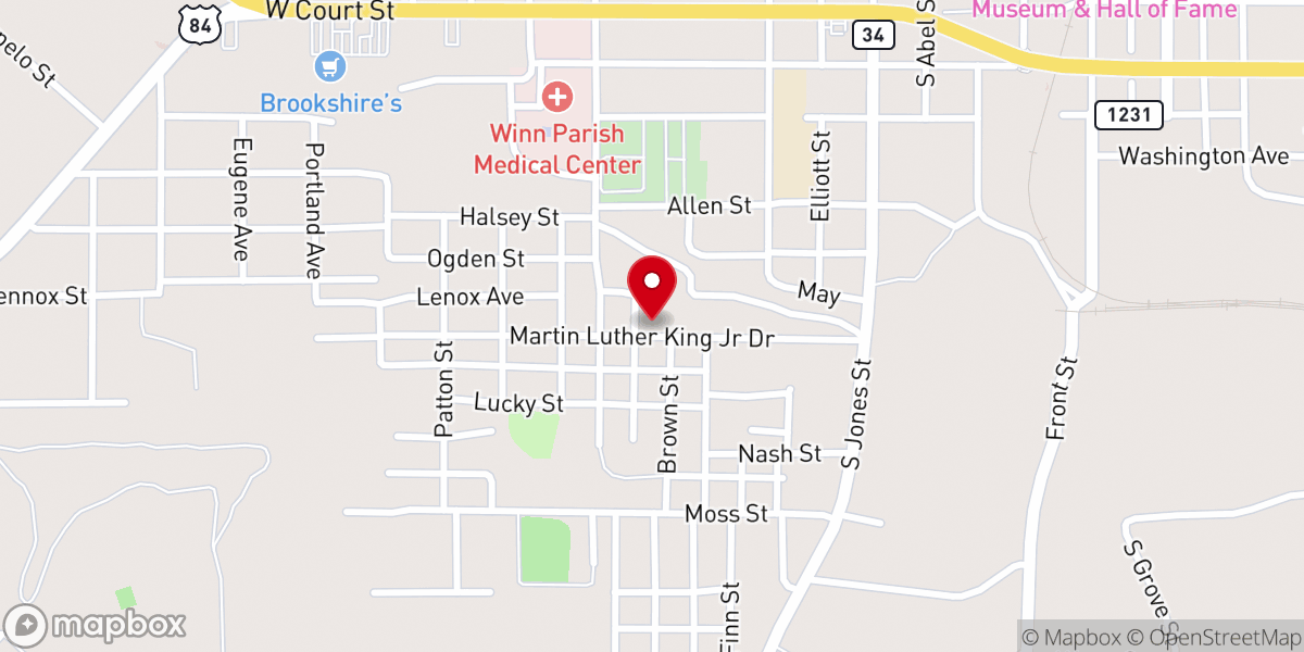 Map showing location of Morning Star Baptist Church