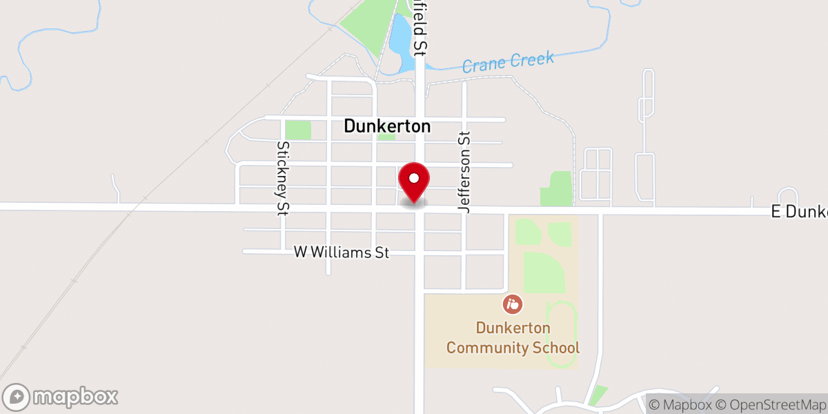 Map showing location of Dunkerton