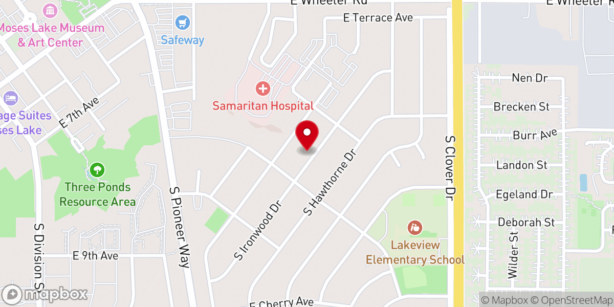 Map showing location of Moses Lake United Methodist