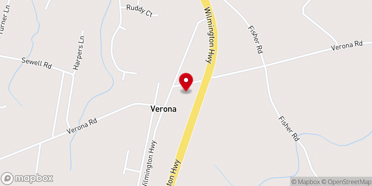 Map showing location of Verona Methodist Church