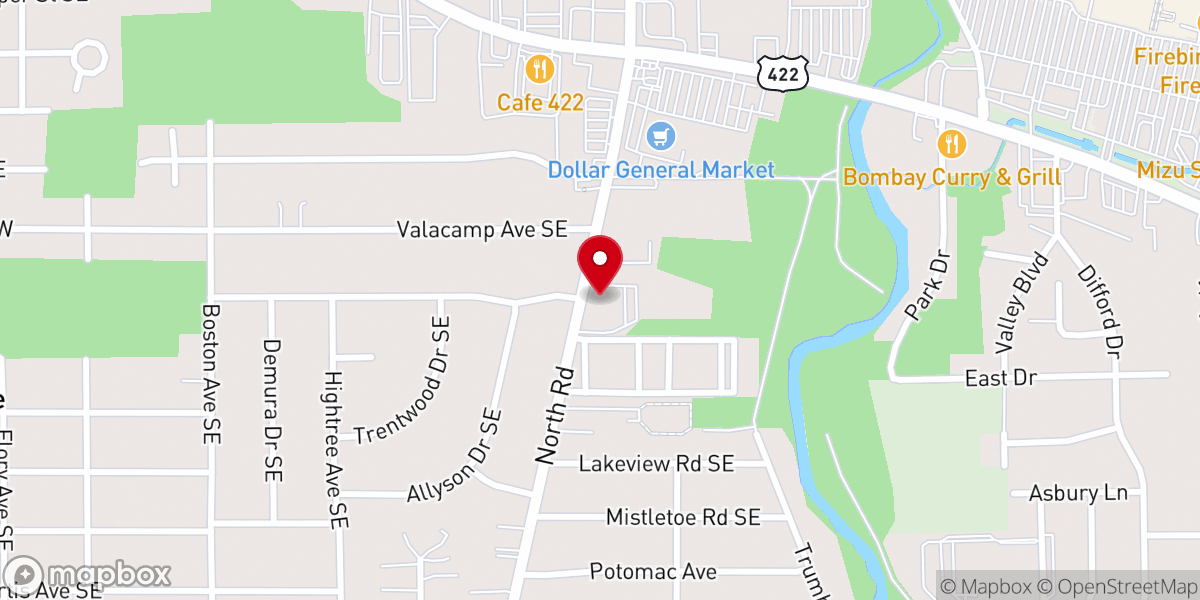 Map showing location of Central Baptist Church