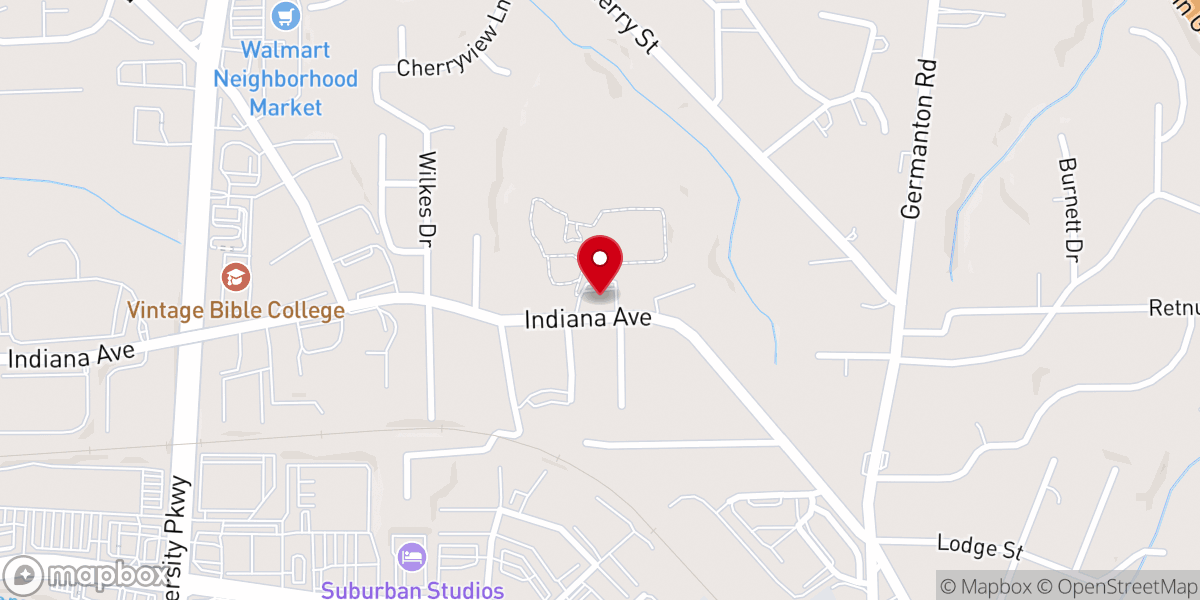 Map showing location of Piney Grove Baptist Church