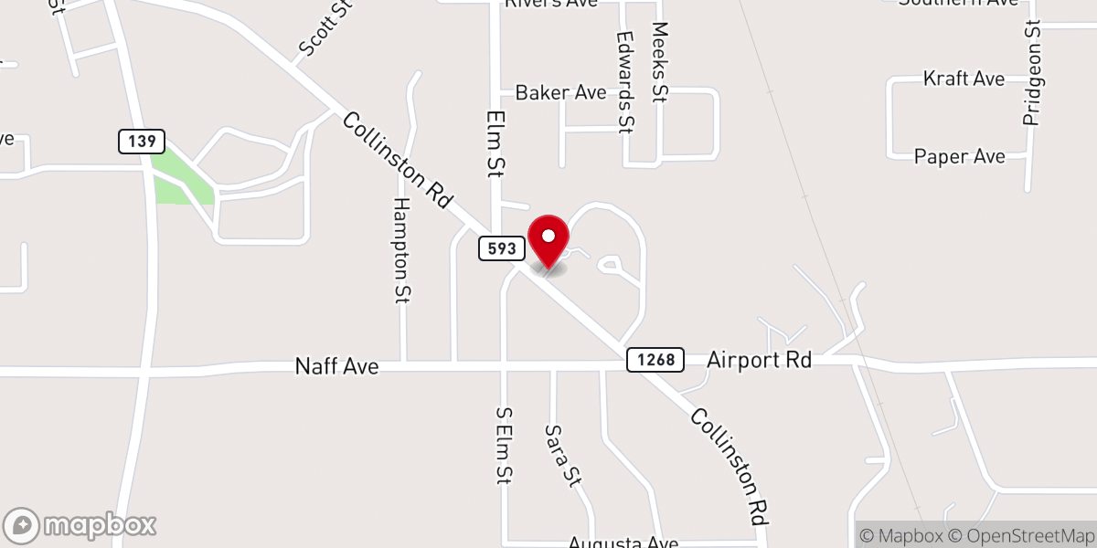 Map showing location of Oak Hill Baptist Church