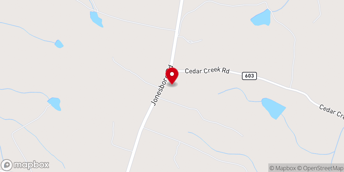 Map showing location of Cedar Creek Baptist Church