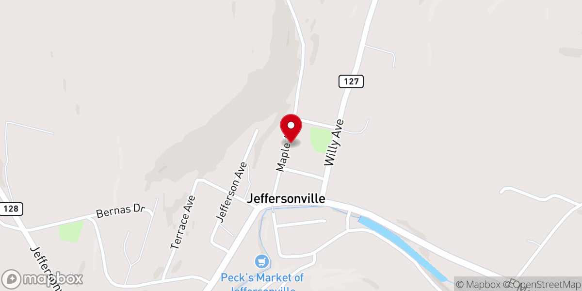 Map showing location of Jeffersonville United Methodist Church