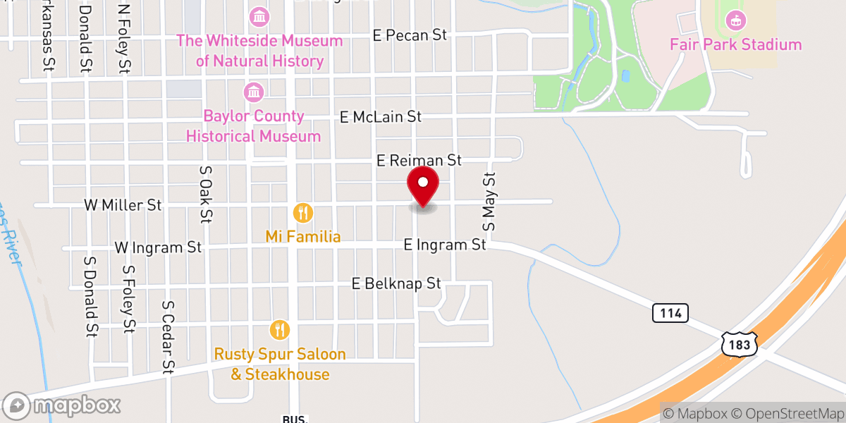 Map showing location of Calvary Baptist Church
